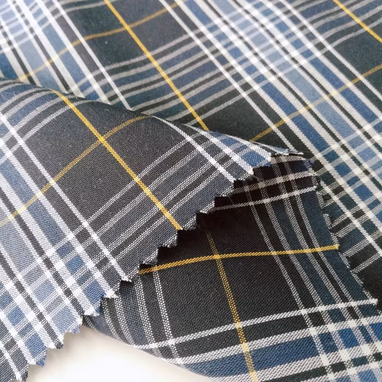 Tejido de sarga Tc tira de algodón poliéster Spandex Plaid Franela suave teñido de hilo de estudiante de la escuela comprobar el tejido para camisa/uniforme