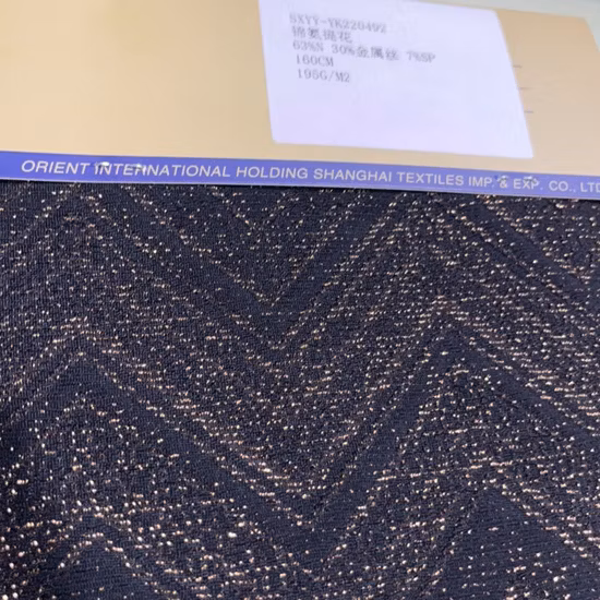 Tejido de punto jacquard premium con hilo metálico