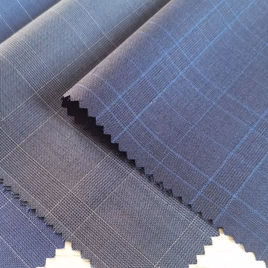 Tela de traje de lana peinada de Tweed a cuadros de alta calidad para abrigos, trajes y uniformes