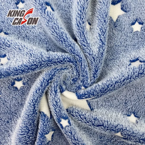 Kingcason-tela polar de poliéster de doble cara, franela luminosa que brilla en la oscuridad, forro polar de Coral para mantas de pijamas